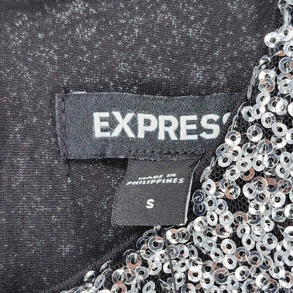 Express Women's Color Block Sequin Strong Shoulder Thong Bodysuit - Picture 4 of 8